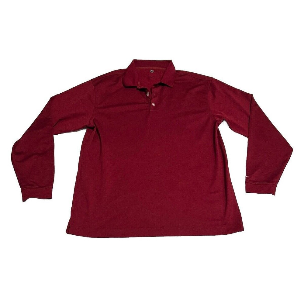 Nike Golf Polo Long Sleeve Shirt Red Burgundy Mens Medium Tiger Woods